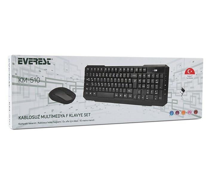 Everest KM-510 Siyah Kablosuz Q Klavye Set - Görsel 3