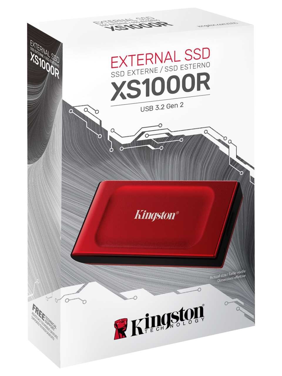 Kingston SXS1000R/1000G Red External 1TB 1050-1000MBs USB 3.2 Gen 2 Taşınabilir SSD
